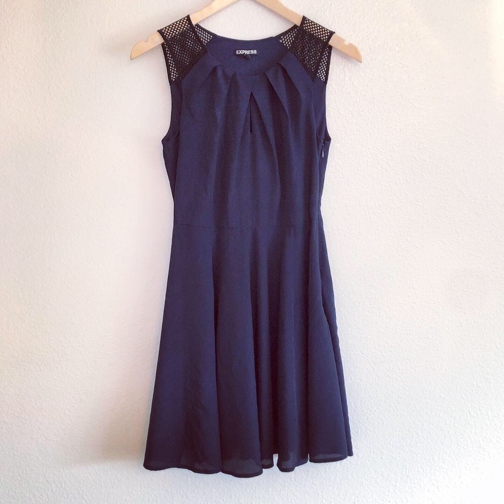 Blue Express Dress With Keyhole And Mesh